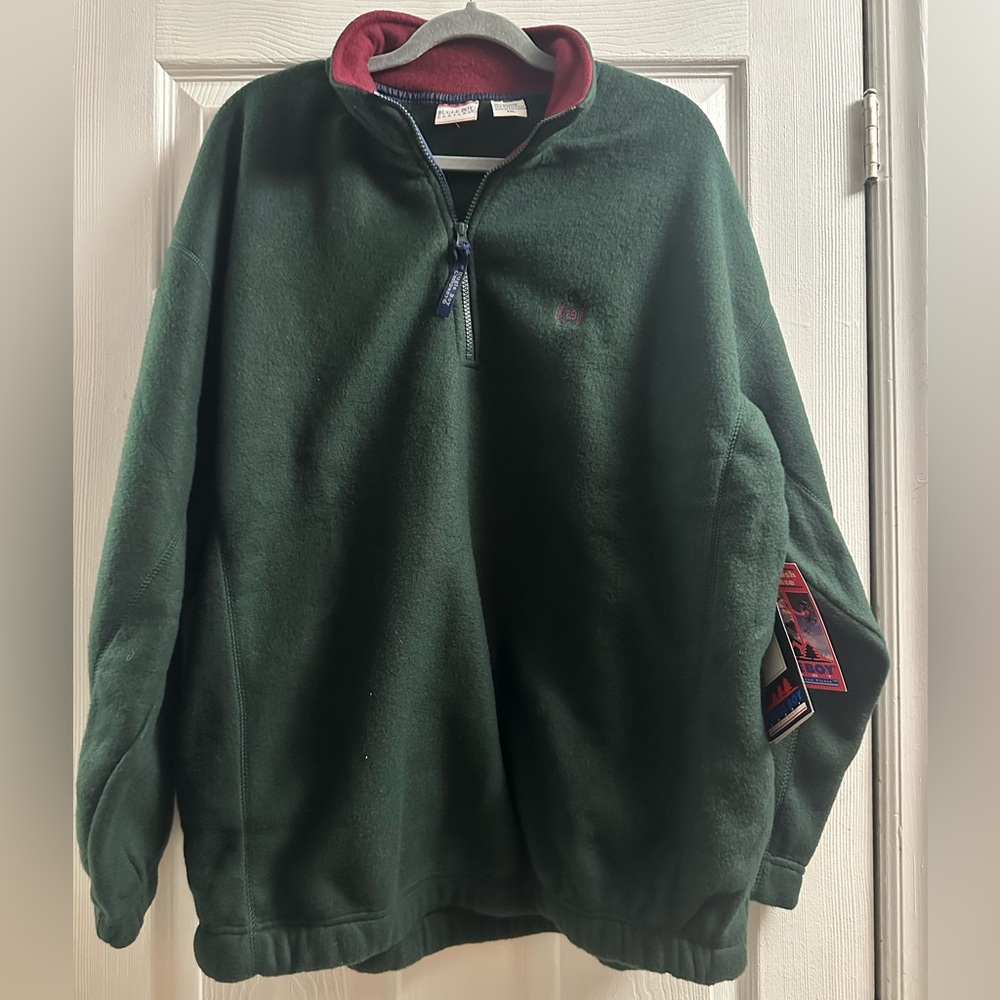 vintage Bugle Boy green fleece quarter-zip pullover size XXL